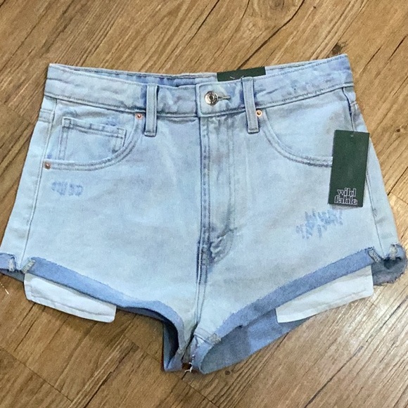 Wild Fable - Women's Super-High Rise Cheeky Jean Shorts - distressed blue - new - Picture 3 of 10